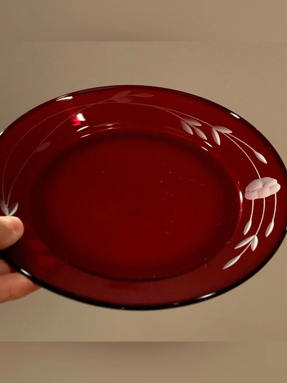 Vintage Princess House Heritage 8 in. Ruby Red Glass Plates Set of 4 France #639